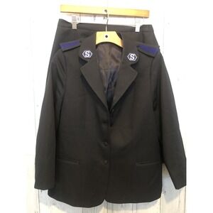 Salvation Army Womens Black Blazer Skirt Suit Uniform Size 14